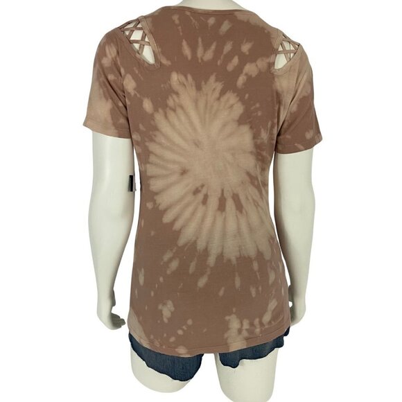 Affliction Women's T-Shirt Top Tie-Dye Open Laced Shoulders Size S Cotton NWT - Picture 2 of 10